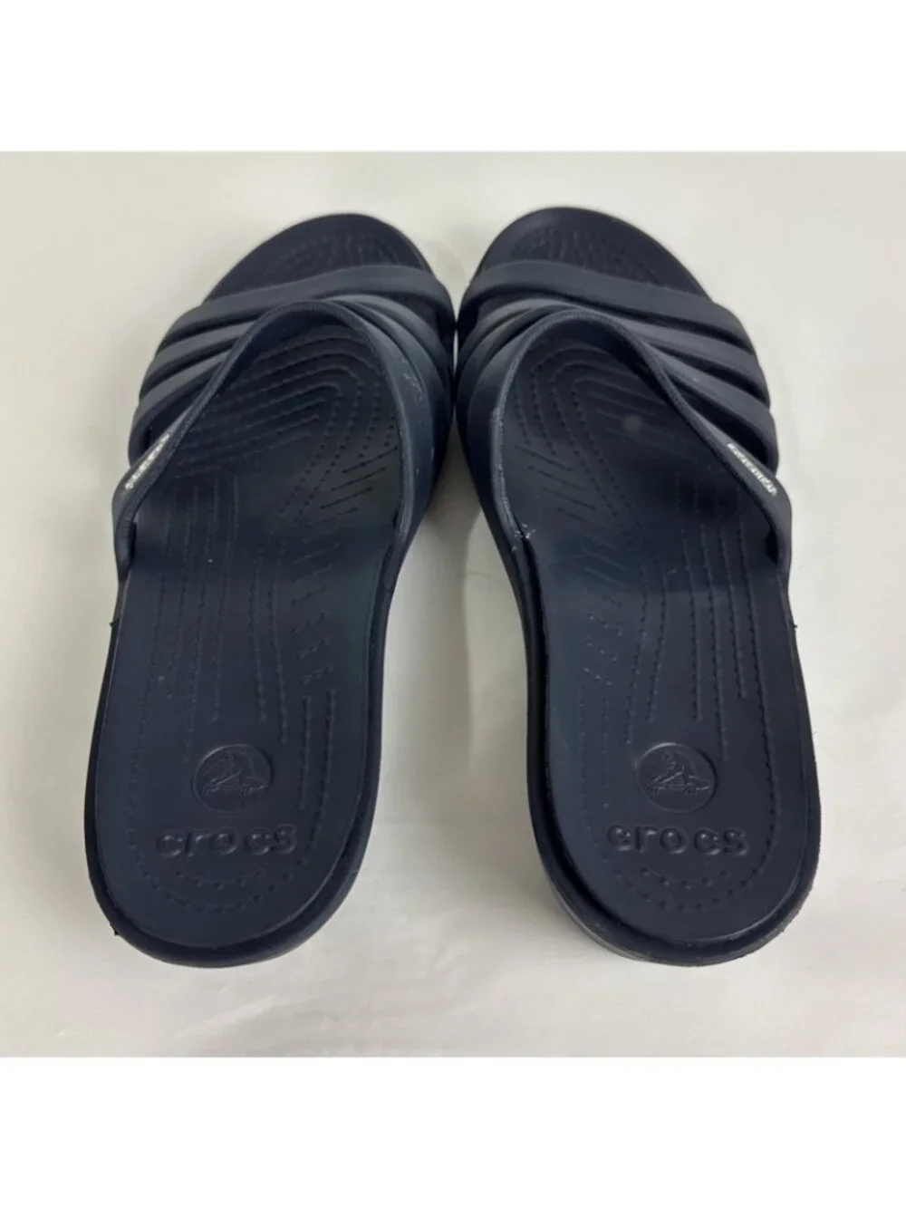 Crocs Navy Blue Rhonda Wedge Slip On Sandals Women's size 11